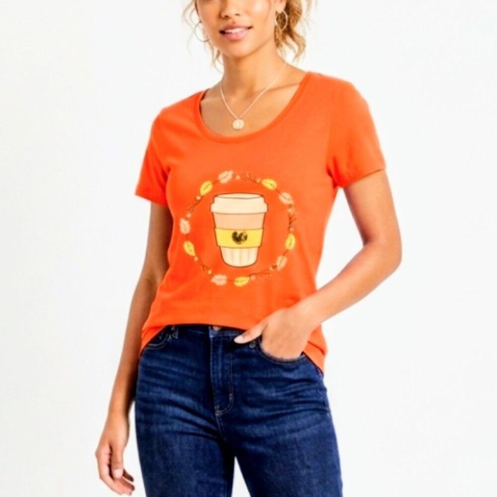 NOTAMORNINGPERSON T-Shirt Super Soft Orange Fall Short Sleeve Women Large NEW